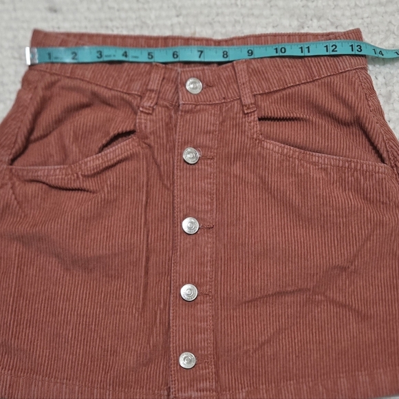 Free People Ray Corduroy Mini Skirt Button Front Terracotta Dusty Rose Size 2 - Picture 5 of 11